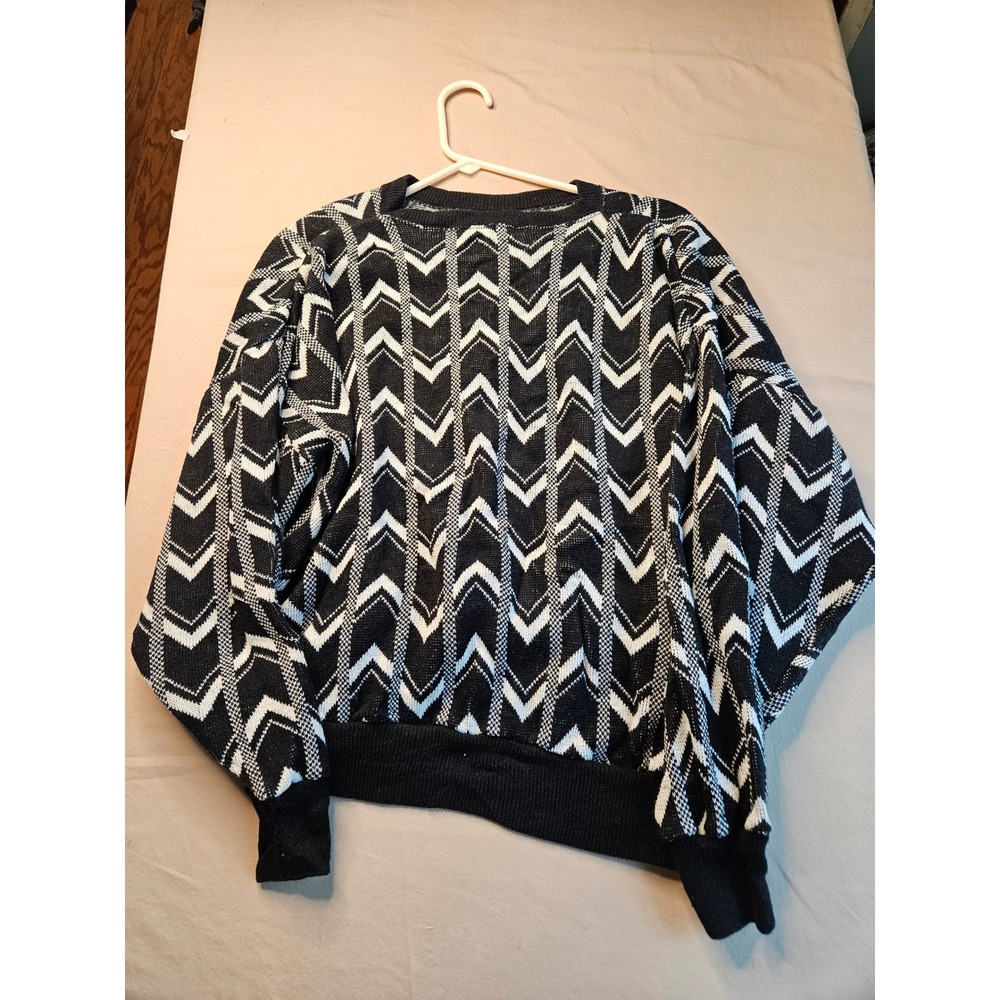 Gary Reed‎ Sweater- Large Black White Chevron Pattern Vintage 90s Womens